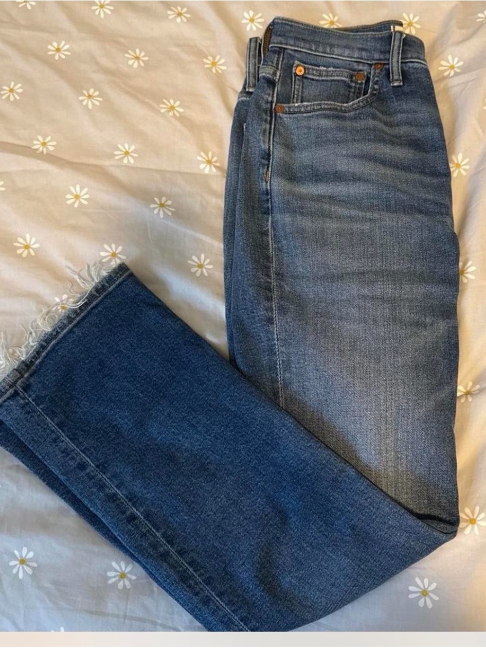 Madewell High Rise Raw Hem Stretch Jeans